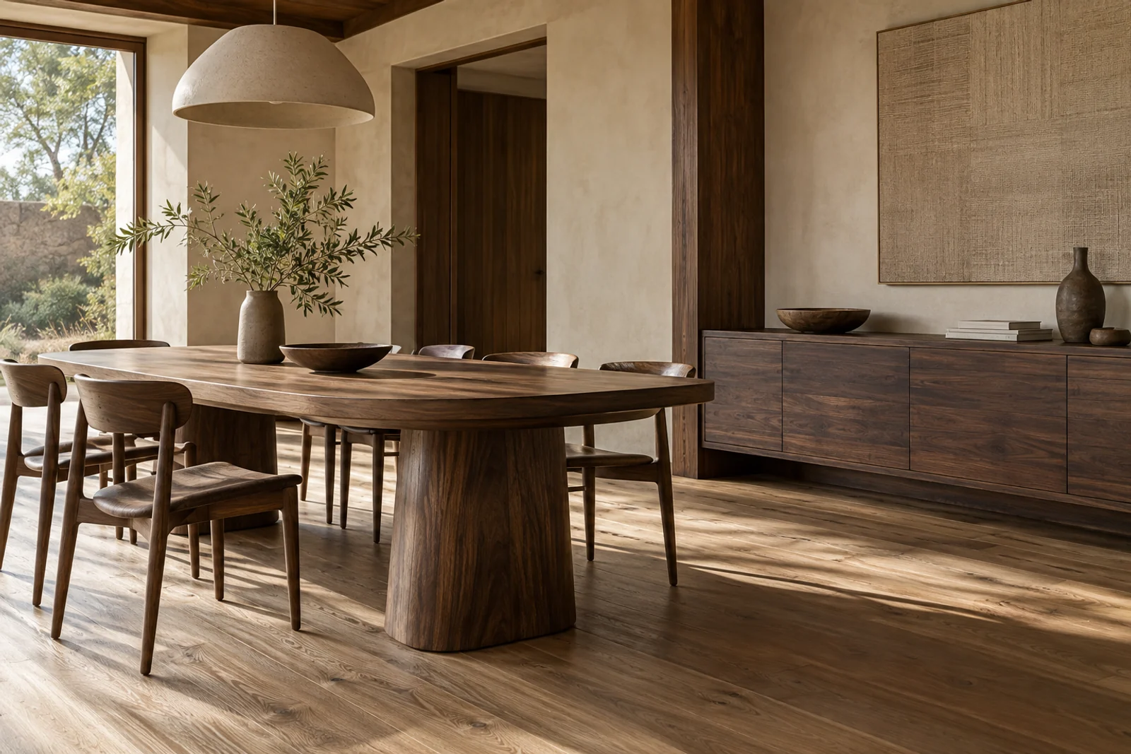 Arredi in legno e dettagli materici nel concept artigiano, immagine AI