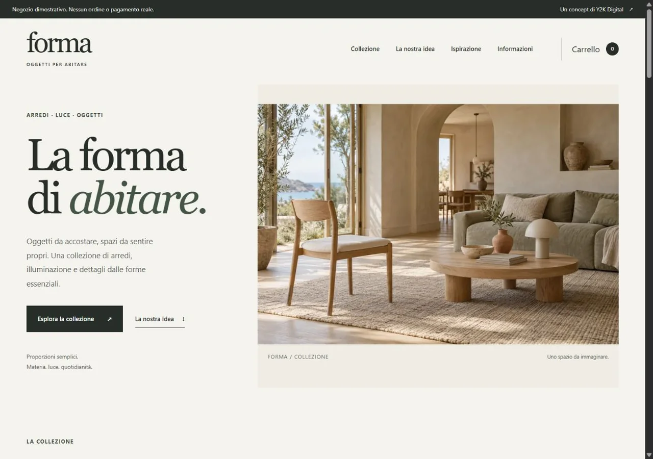 Forma: schermata desktop del negozio e-commerce dimostrativo