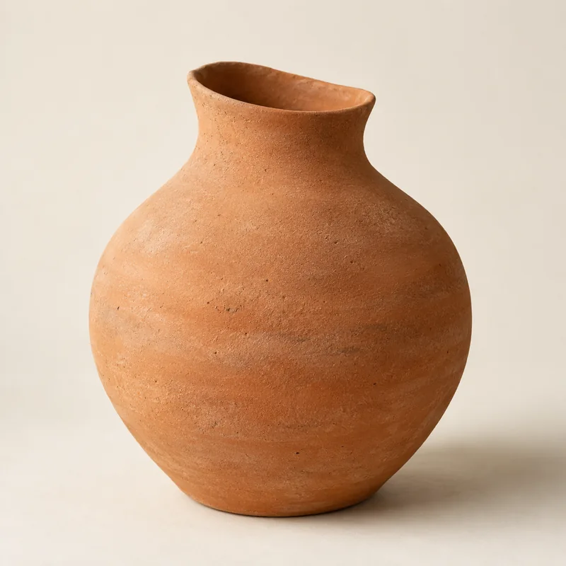 Vaso in ceramica terracotta dalla superficie materica